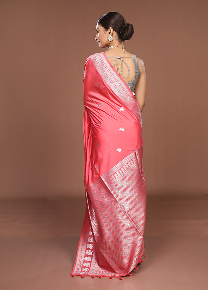 Pink Dupion Silk Saree With Blouse Piece