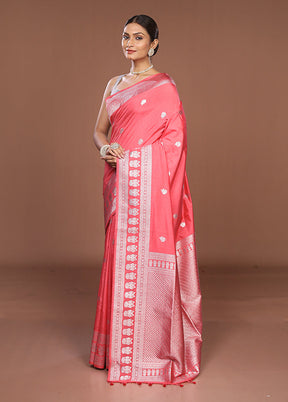 Pink Dupion Silk Saree With Blouse Piece