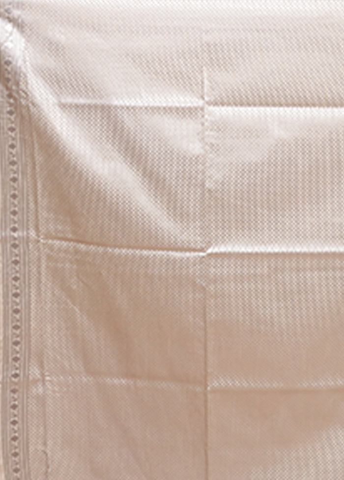 Cream Dupion Silk Saree With Blouse Piece