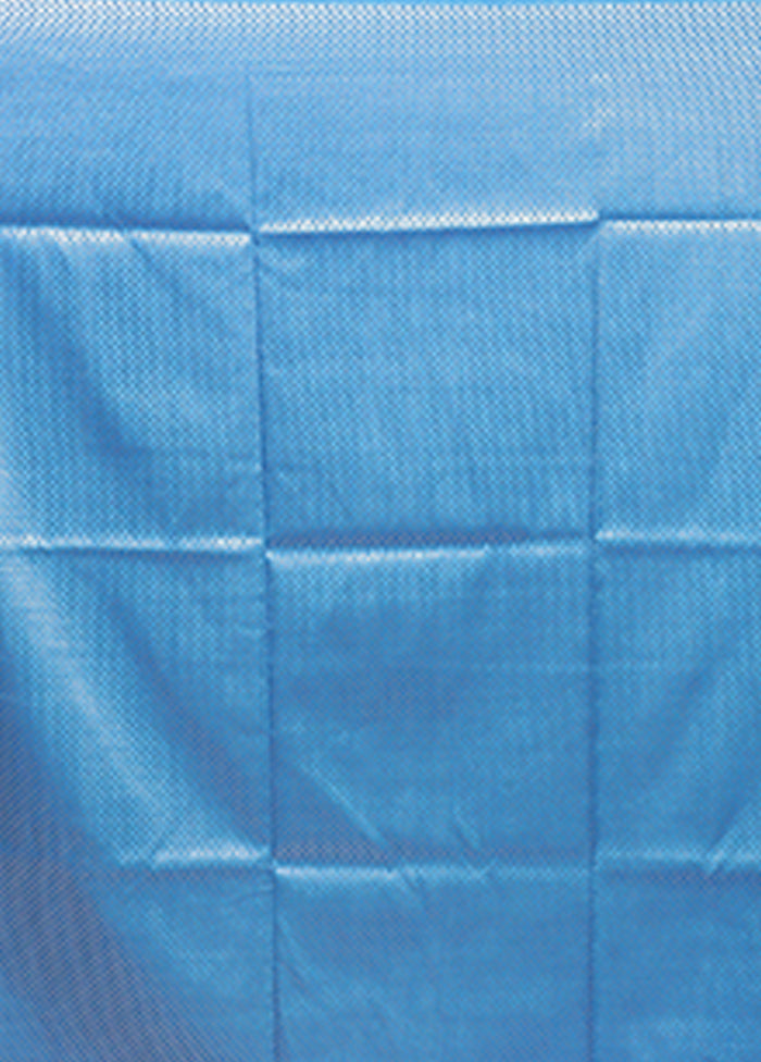 Blue Dupion Silk Saree With Blouse Piece