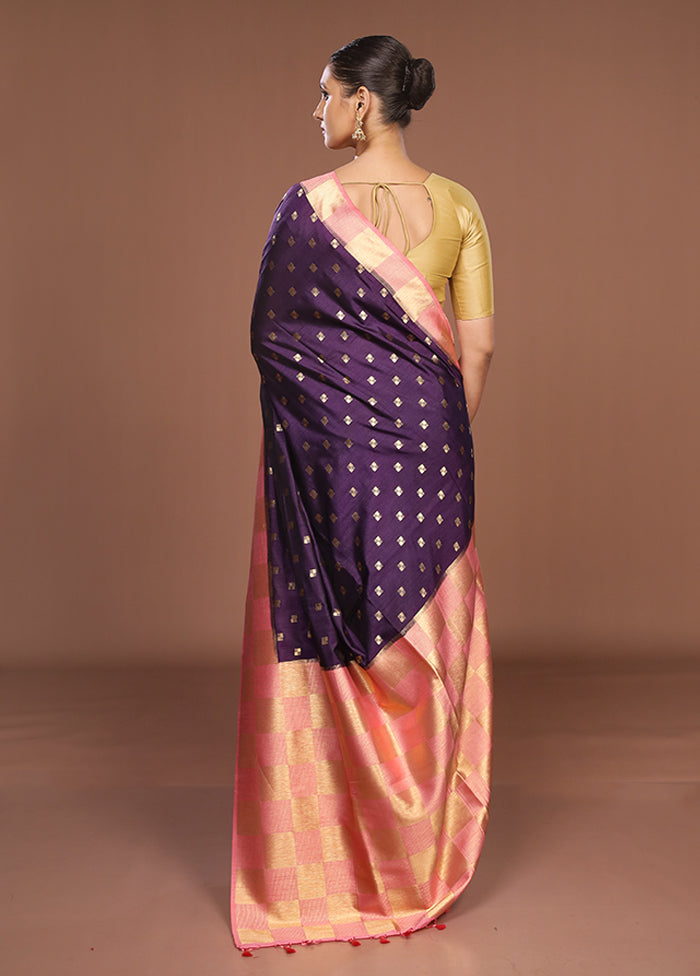 Purple Dupion Silk Saree With Blouse Piece