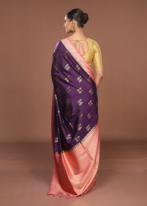 Purple Dupion Silk Saree With Blouse Piece
