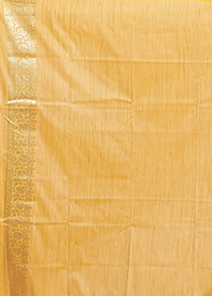 Yellow Tussar Silk Saree With Blouse Piece