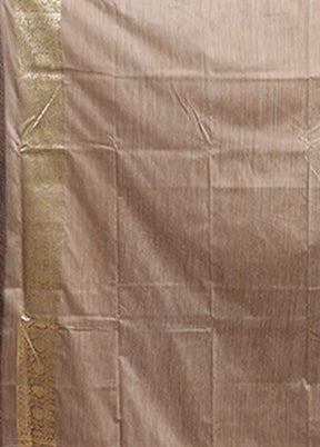 Grey Tussar Silk Saree With Blouse Piece