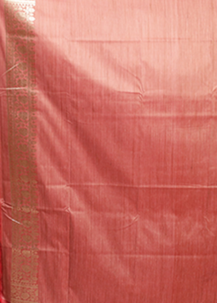 Pink Tussar Silk Saree With Blouse Piece