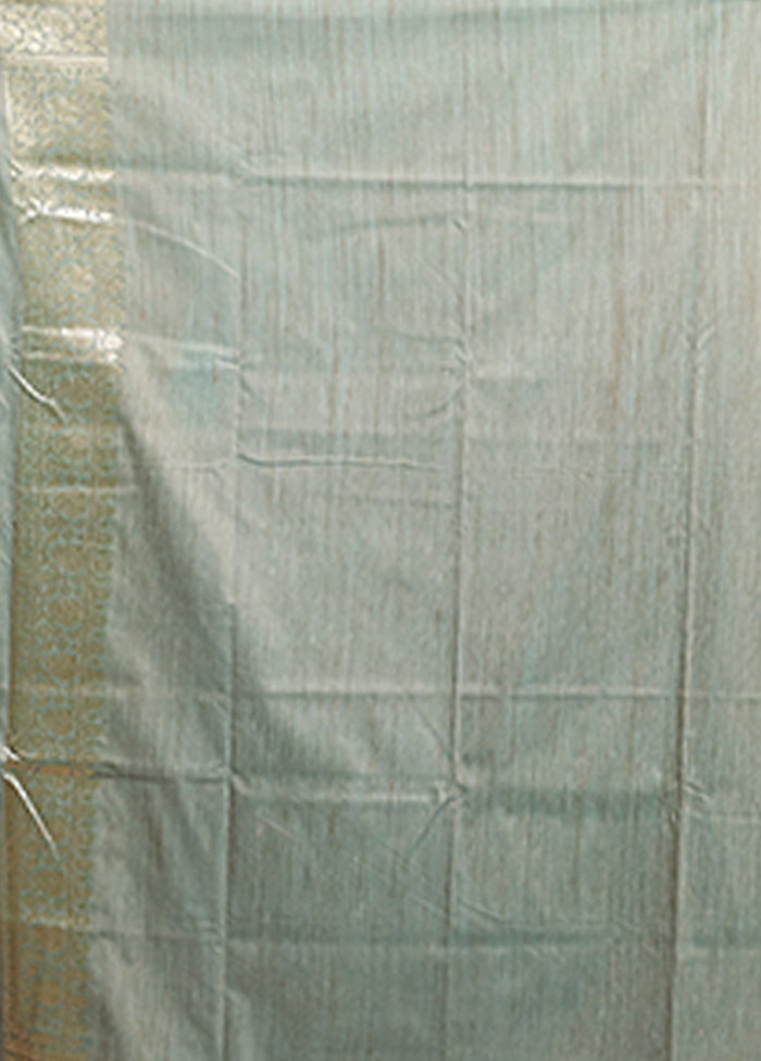 Green Tussar Silk Saree With Blouse Piece