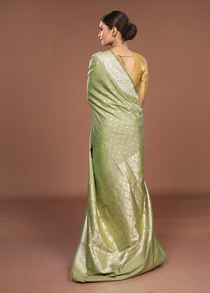 Green Tussar Silk Saree With Blouse Piece