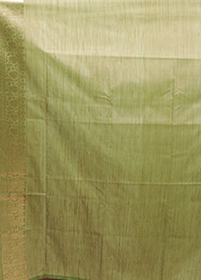 Green Tussar Silk Saree With Blouse Piece