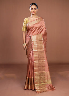 Pink Dupion Silk Saree With Blouse Piece