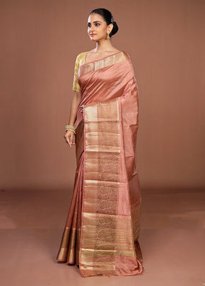 Pink Dupion Silk Saree With Blouse Piece