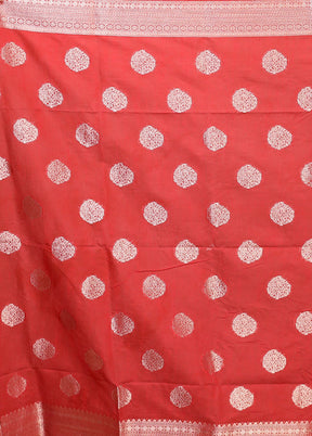 Red Dupion Silk Saree With Blouse Piece