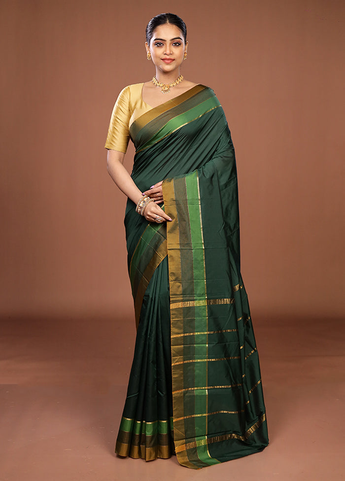 Green Kanjivaram Silk Saree With Blouse Piece