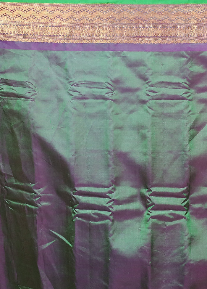 Green Gadwal Pure Silk Saree Without Blouse Piece