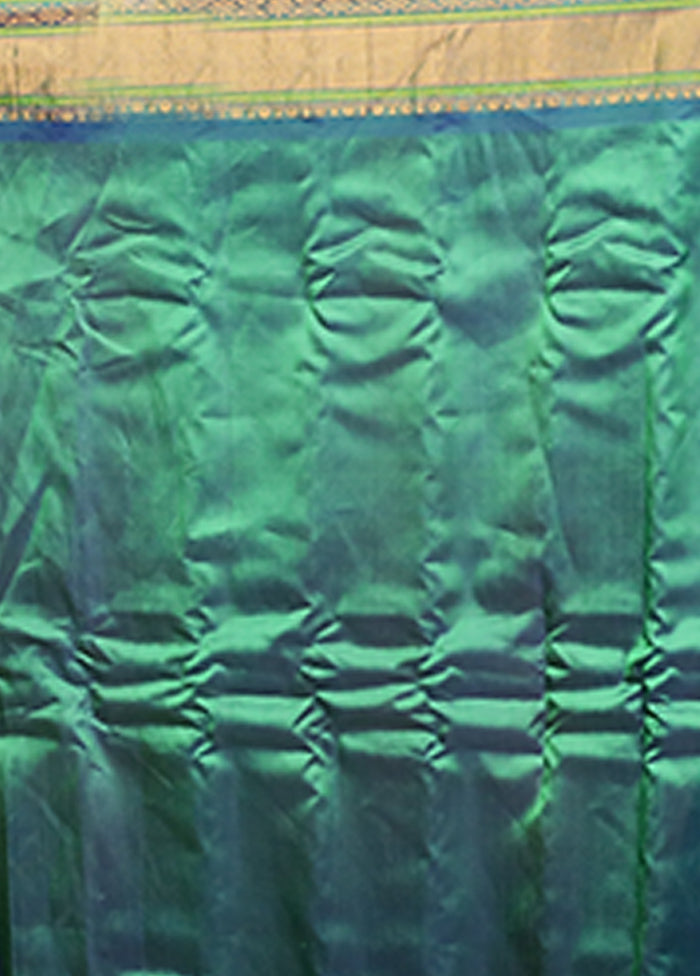 Green Gadwal Pure Silk Saree Without Blouse Piece