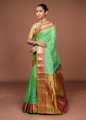 Green Gadwal Pure Silk Saree Without Blouse Piece