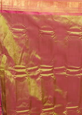 Green Gadwal Pure Silk Saree Without Blouse Piece