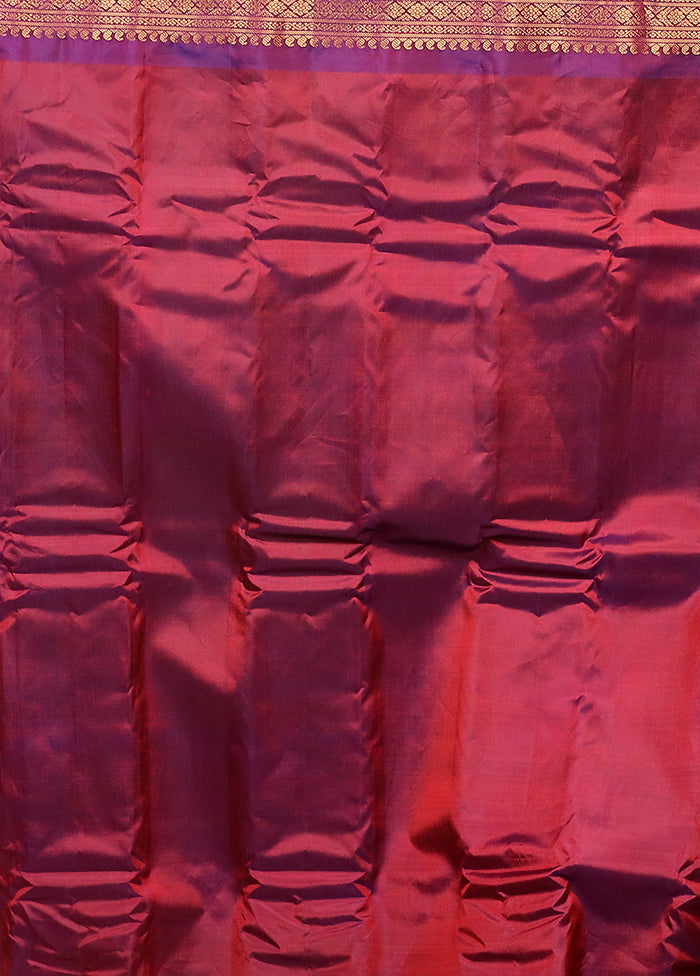 Red Gadwal Pure Silk Saree Without Blouse Piece
