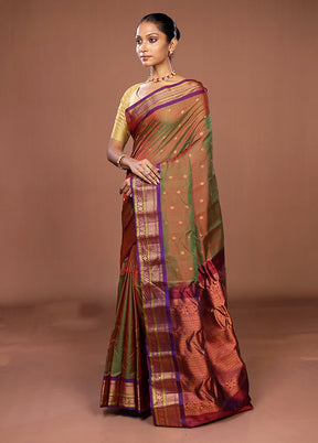 Green Gadwal Pure Silk Saree Without Blouse Piece