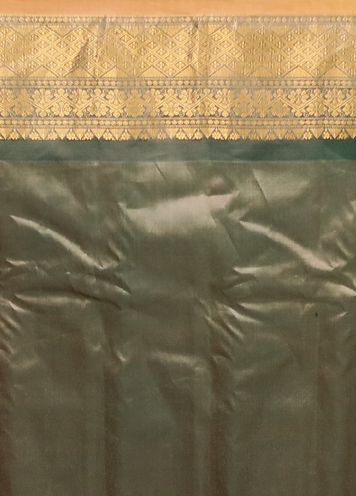 Cream Gadwal Pure Silk Saree Without Blouse Piece