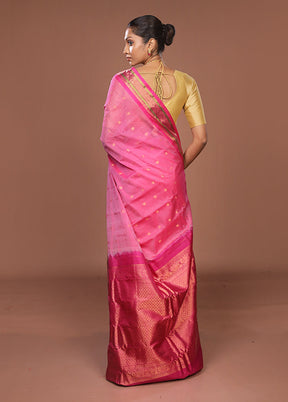 Pink Gadwal Pure Silk Saree Without Blouse Piece
