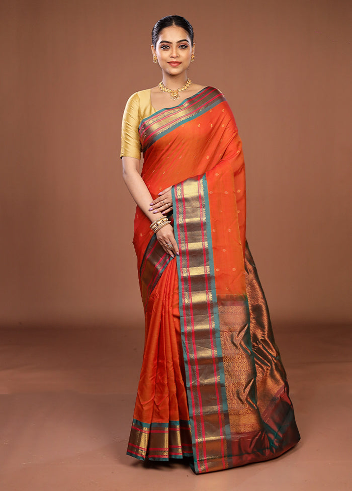 Green Gadwal Pure Silk Saree Without Blouse Piece