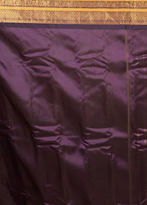 Blue Gadwal Pure Silk Saree Without Blouse Piece