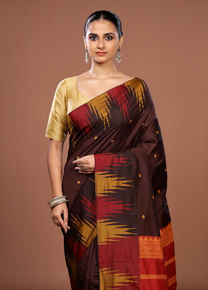 Maroon Kanjivaram Silk Saree With Blouse Piece