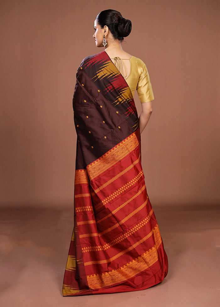 Maroon Kanjivaram Silk Saree With Blouse Piece