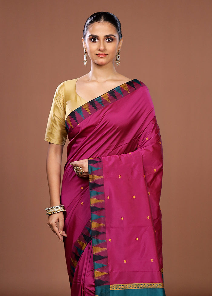 Purple Kanjivaram Silk Saree With Blouse Piece