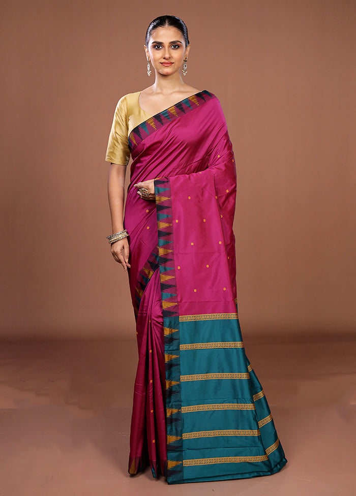 Purple Kanjivaram Silk Saree With Blouse Piece