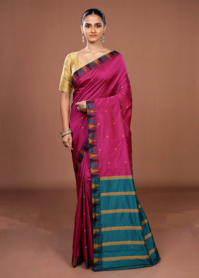 Purple Kanjivaram Silk Saree With Blouse Piece