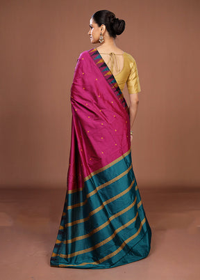 Purple Kanjivaram Silk Saree With Blouse Piece