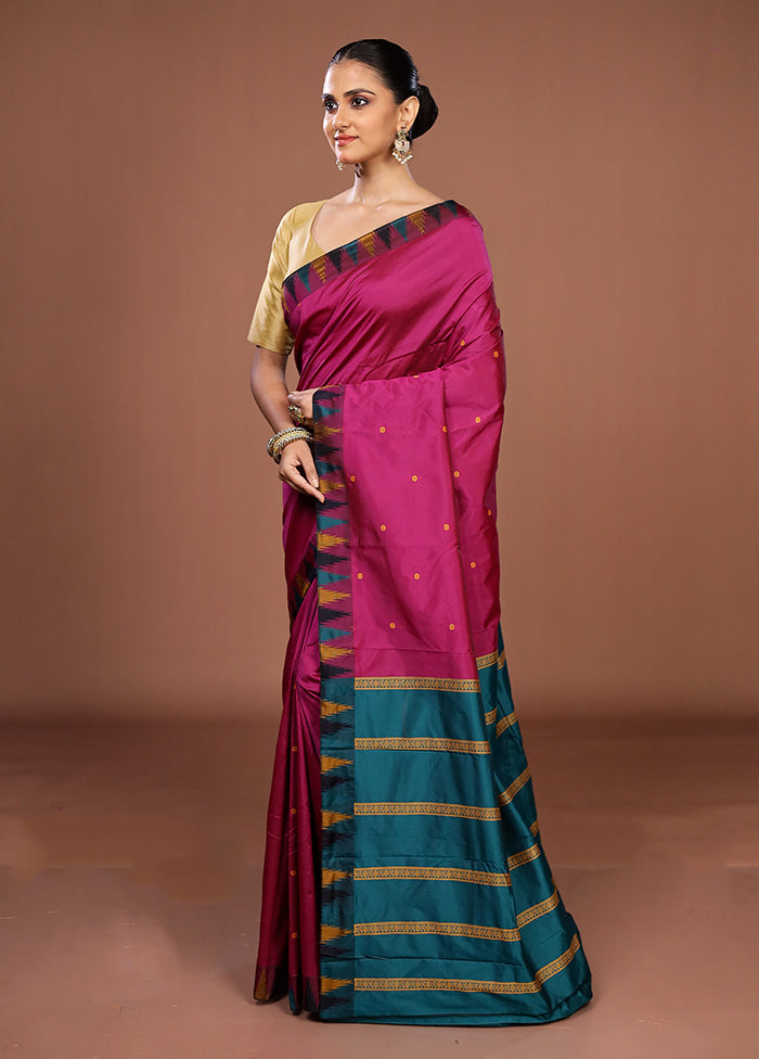 Purple Kanjivaram Silk Saree With Blouse Piece
