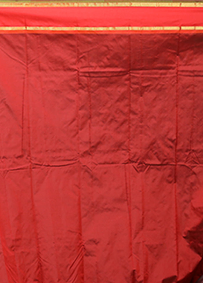 Maroon Kanjivaram Silk Saree With Blouse Piece