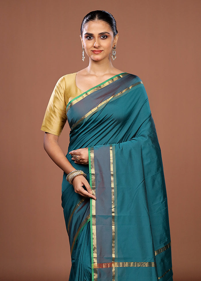 Green Kanjivaram Silk Saree With Blouse Piece