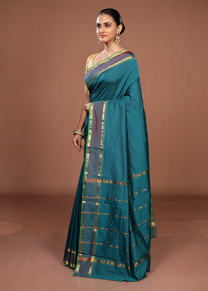 Green Kanjivaram Silk Saree With Blouse Piece