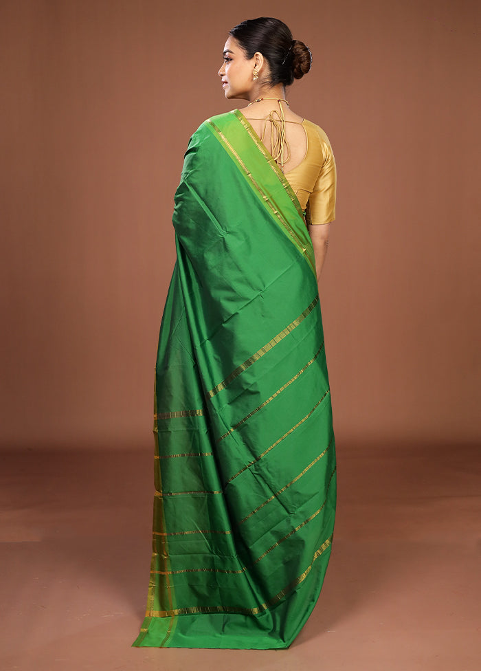 Green Kanjivaram Silk Saree With Blouse Piece