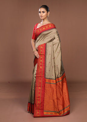 Grey Kanjivaram Silk Saree With Blouse Piece