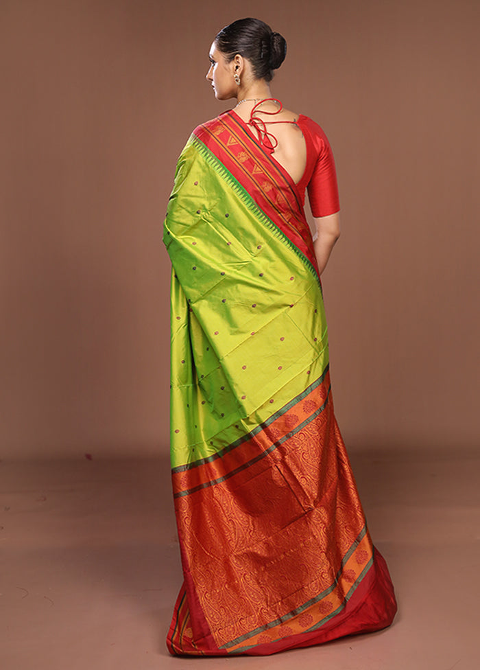 Green Kanjivaram Silk Saree With Blouse Piece