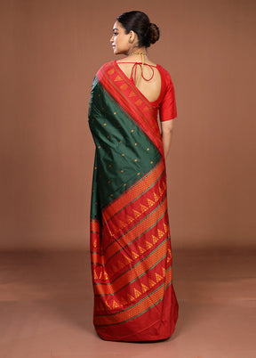 Green Kanjivaram Silk Saree With Blouse Piece
