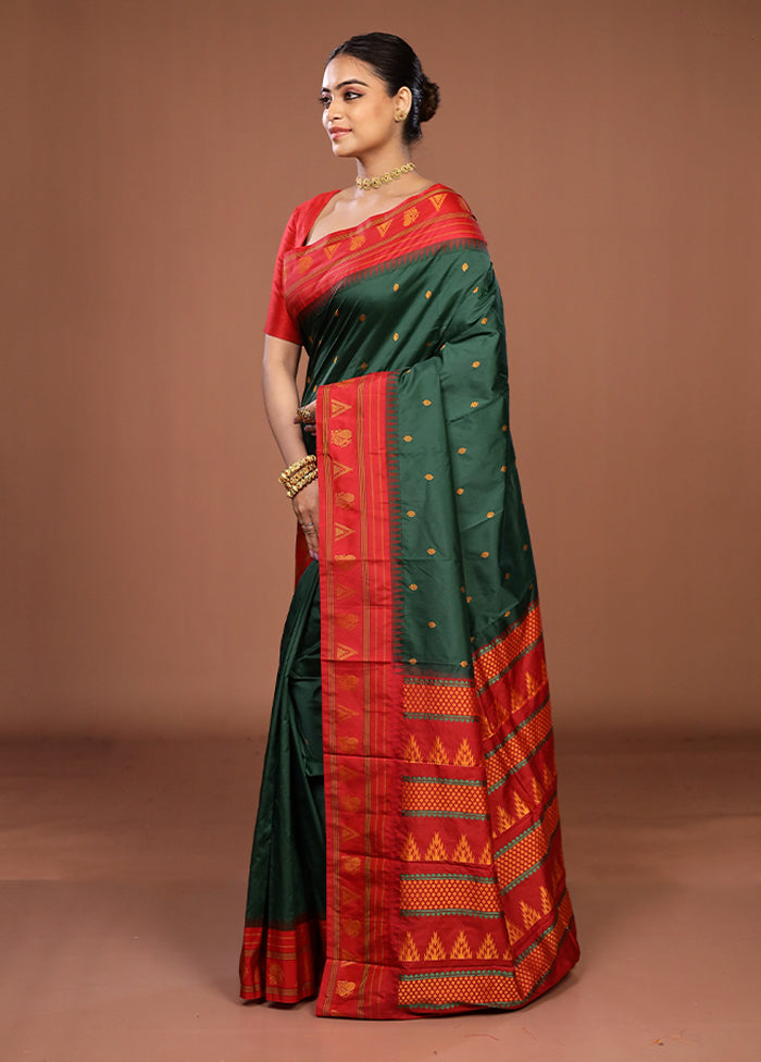 Green Kanjivaram Silk Saree With Blouse Piece