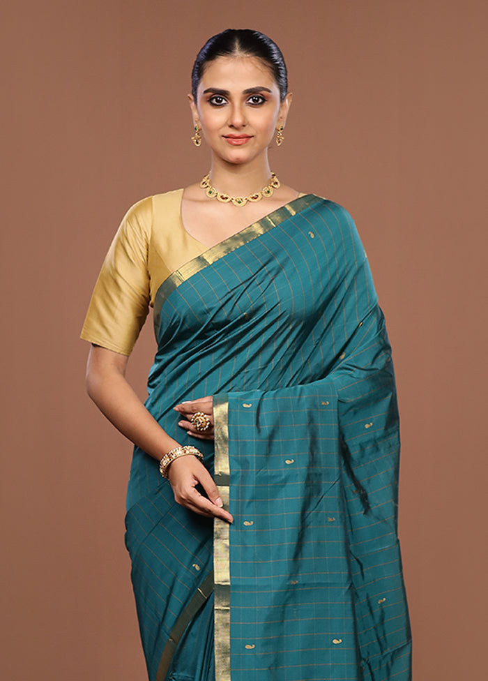 Green Kanjivaram Silk Saree With Blouse Piece