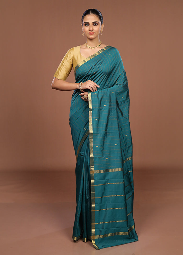 Green Kanjivaram Silk Saree With Blouse Piece