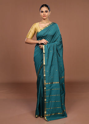 Green Kanjivaram Silk Saree With Blouse Piece