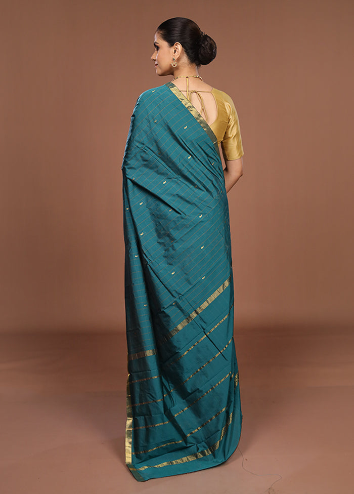 Green Kanjivaram Silk Saree With Blouse Piece