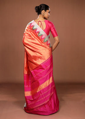 Pink Kanjivaram Silk Saree With Blouse Piece