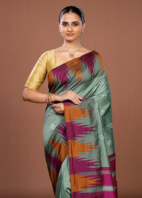 Green Kanjivaram Silk Saree With Blouse Piece