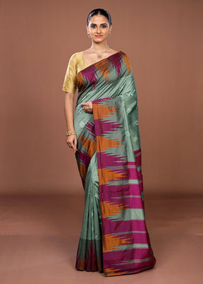 Green Kanjivaram Silk Saree With Blouse Piece