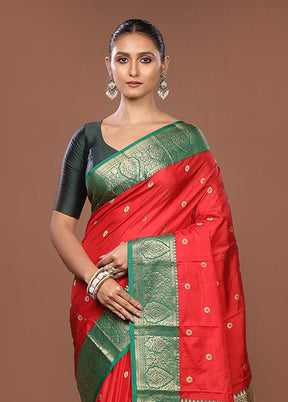 Pink Kanjivaram Silk Saree With Blouse Piece
