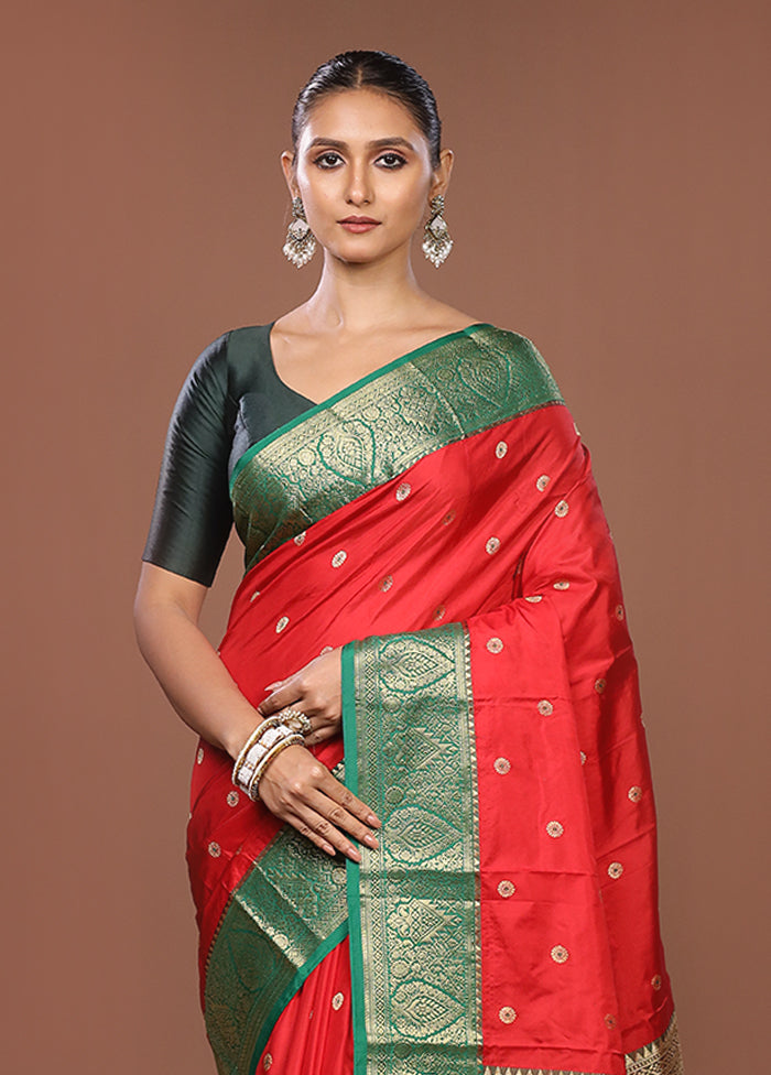 Pink Kanjivaram Silk Saree With Blouse Piece